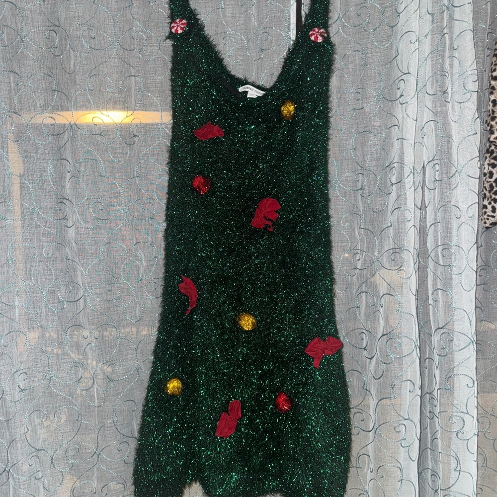 Festive Green Dress with Colorful Accents